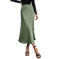 thumbnail image 2 of STAOEDU Midi Skirts for Women High Waist Silk Stain Casual A Line Zipper Skirt, 2 of 6