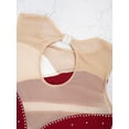 thumbnail image 6 of iEFiEL Girls Rhinestone Ballet Leotard Mesh Splice Gymnastic Bodysuit Dancewear Red-A 14, 6 of 7