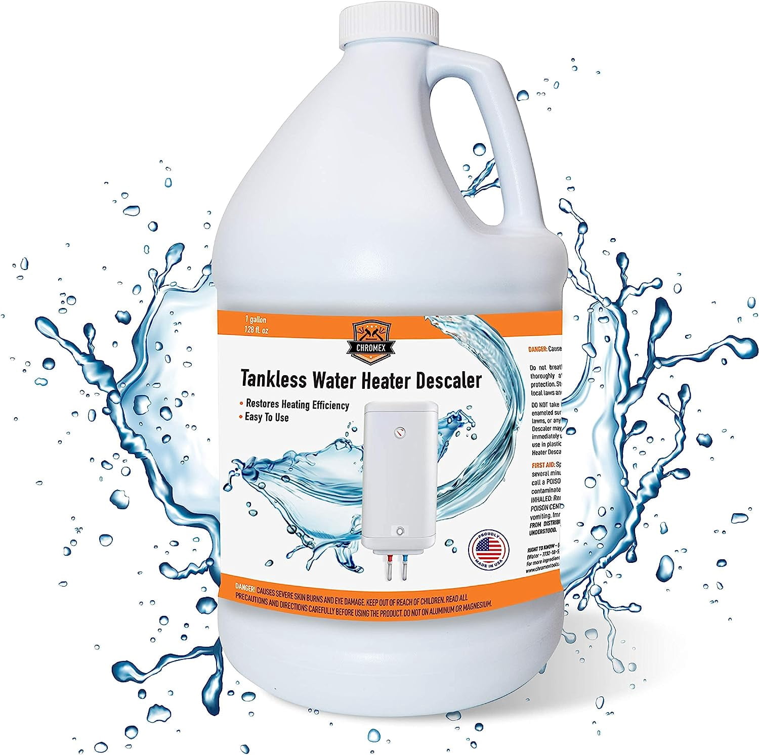 Chromex Tankless Water Heater Descaling Solution, Highly Effective Descaler, 4 Gallon Value Pack