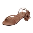 thumbnail image 2 of EliteGoogv Womens Gladiator Sandals Lace Up Flat Sandals High Ankle Wrap Sandals Open Toe Beach Shoes Breathable Casual Walking Shoes For Women Summer Footwear Brown US :4.5, 2 of 9