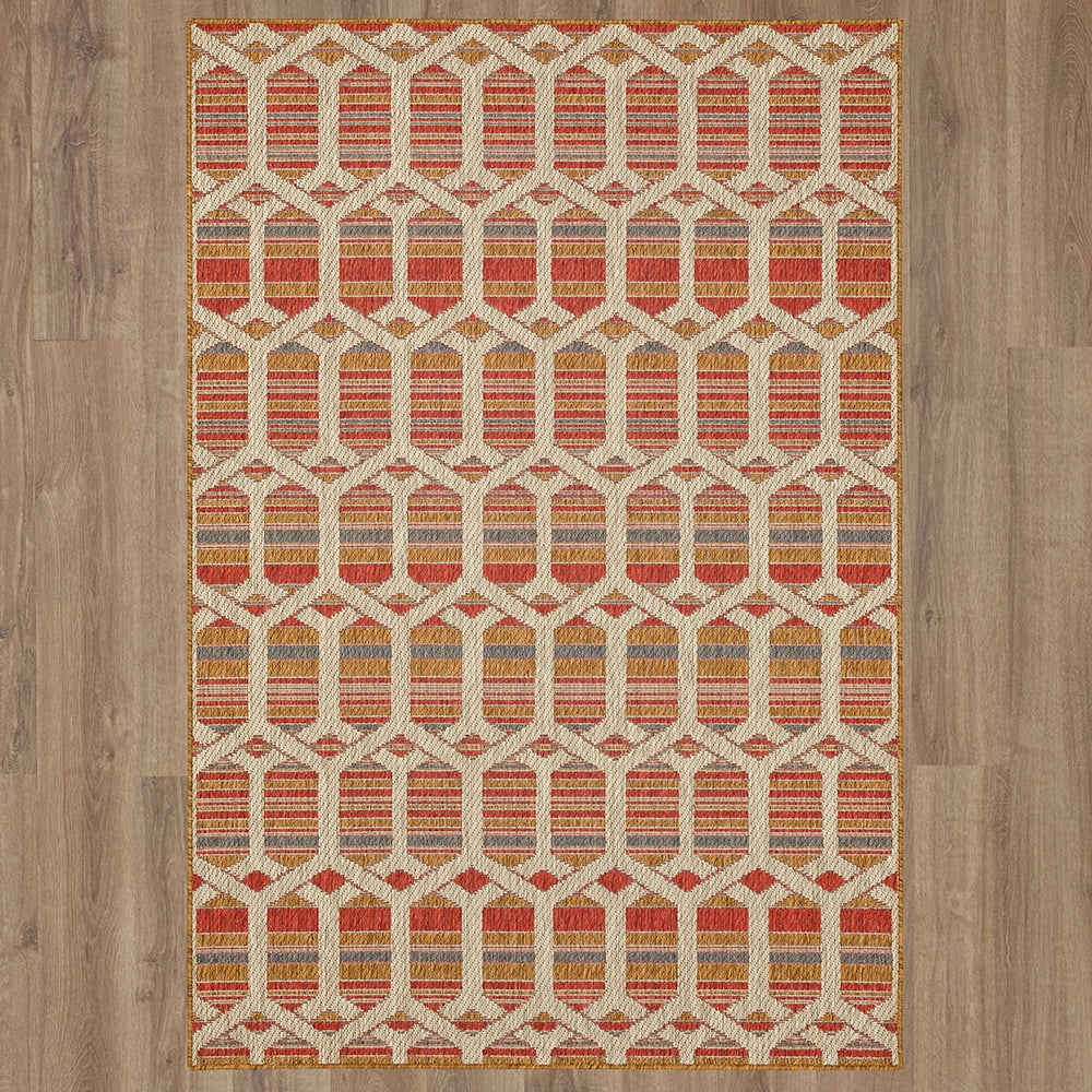 Mohawk Home Clemente Geo Outdoor Area Rug, Rust, 8' x 10'