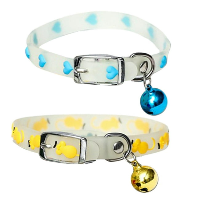 Collier pour Animaux en Silicone Fluorescent: 2 Pcs Collier de Sécurité pour Chat Mode Sangle de Cou pour Chien