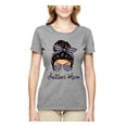 thumbnail image 3 of Autism Awareness Mom Life Messy Hair Bun | Cool Support Neon Print Bandana Mother's Day Womens Graphic T-Shirt, Heather Grey, 3X-Large, 3 of 5