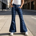 thumbnail image 2 of MuXiKeJi Clothes Girls Plaid Flare Pants High Waist Relax Fit Active Dance Bell Bottoms with Pockets School Uniform Pants for Kids 5-6 Years, 2 of 6