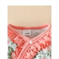 thumbnail image 6 of Infant Baby Girls 3 Piece Outfits Floral Long Sleeves Ruffle Romper and Cute Headband Hat, 6 of 8