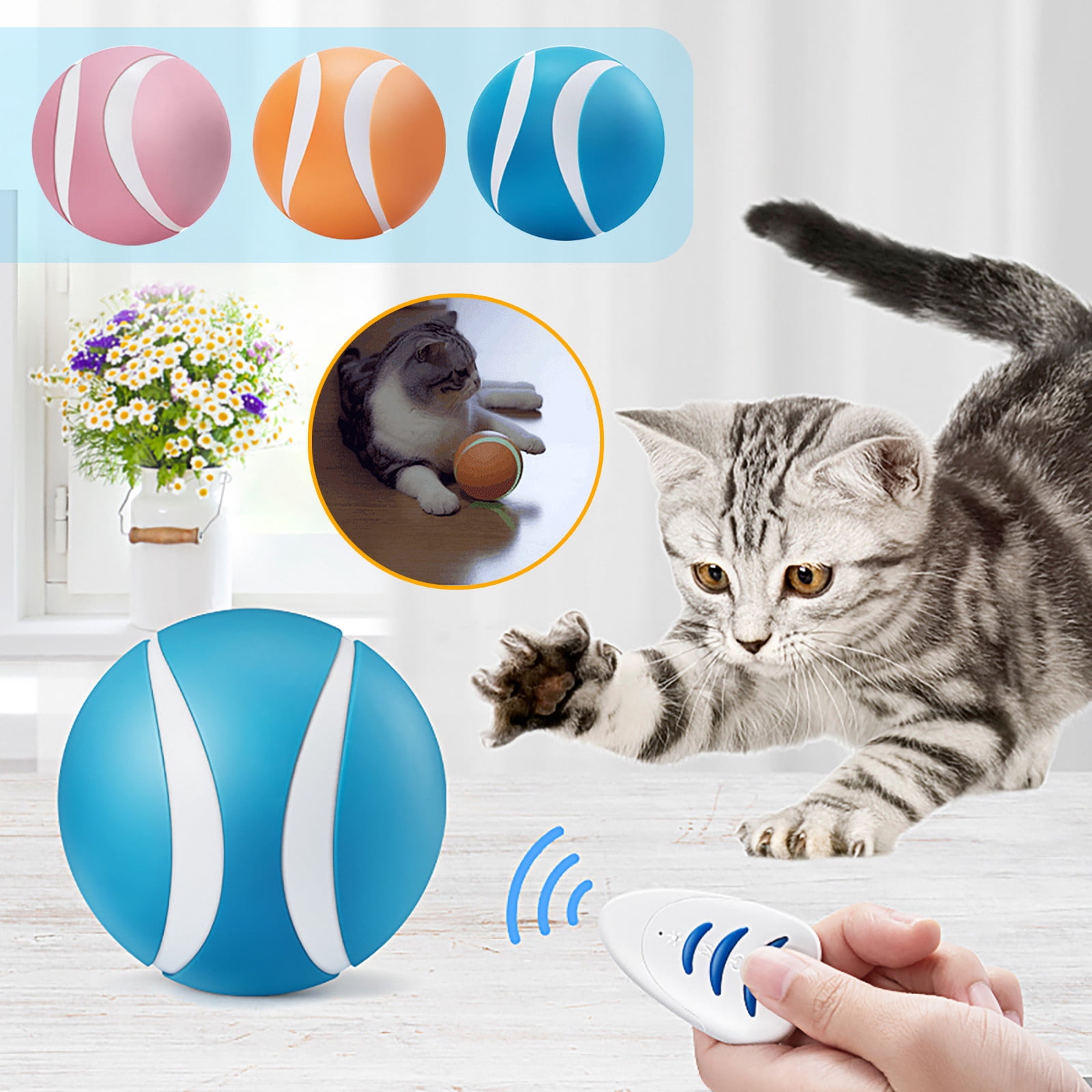 Smart Interactive Cat Toy 360 Degree Self Rotating Ball Cat Toy Cute for Cat Dog
