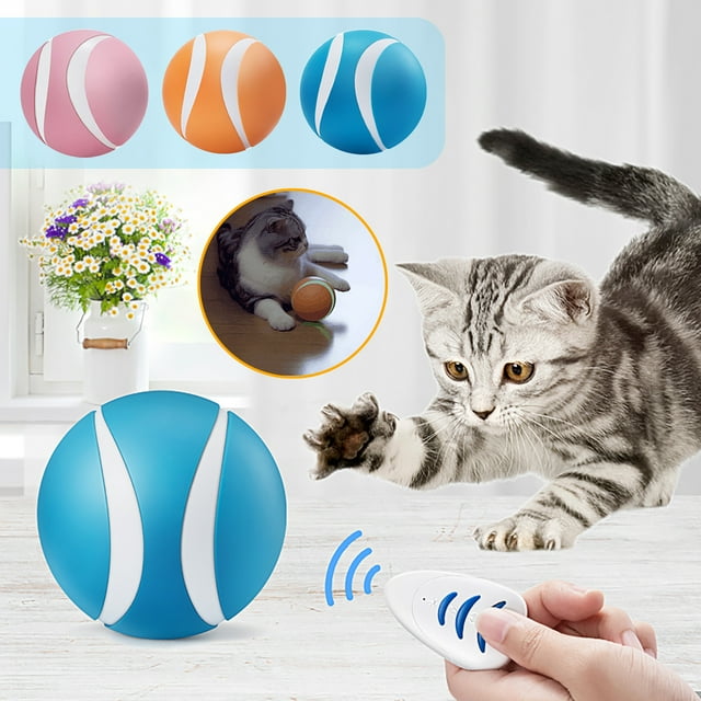 Fiudx Juguete Interactivo para Mascotas, Control Remoto Inteligente, Modos de Movimiento y Luz, Recargable Por Usb, Material Apto para Uso Alimentario, Rebote y Rodadura, Ejercicio y Diversión para M