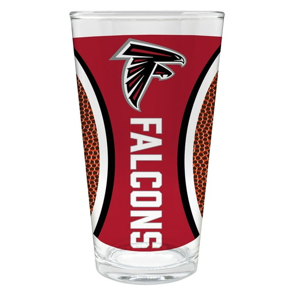 Atlanta Falcons 16 ounce team pint glass with Gameball graphic