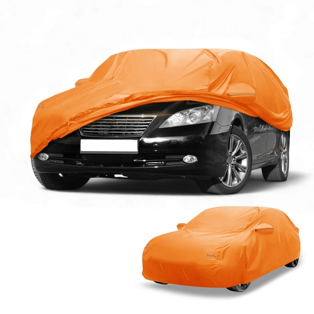 Funda para coche Unique Bargains Impermeable para Todo Clima Automotriz Exterior Protección Anti-UV Sol Lluvia Funda Exterior Completa para Lexus ES 210D-PU Naranja con Franjas Reflectantes