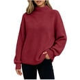 thumbnail image 2 of Xdegoge Women's Mock Neck Oversized Sweater Long Sleeve Textured Chunky Knit Pullover Jumper Fall Winter Casual Knitwear, 2 of 8