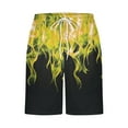 thumbnail image 5 of QATAINLAV Men's Flame Print Beach Shorts Elastic Waist Casual Drawstring Summer Shorts Big and Tall Hawaiian Vacation Clothes with Pockets Yellow XL, 5 of 6