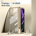 thumbnail image 2 of Allytech for Samsung Galaxy Z Fold 2 5G Case with S Pen Holder, Hard PC + Soft TPU Clear Crystal Transparent Shockproof Plating Cover Case with Tempered Film & Pen for Galaxy Z Fold 2 7.6", Gold, 2 of 6
