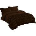 thumbnail image 4 of DNG Creations 3 Piece Vintage Ruffle Duvet Cover 100% Egyptian Cotton, 800 Threads Count - With Zipper & Corner Ties ( Oversized King - Solid Chocolate ), 4 of 7