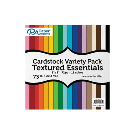 Paper Accents Cardstock Variety Pack 8"x 8" Textured Cardstock 73lb Essential 72pc