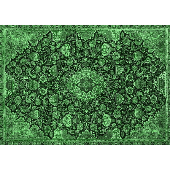 Ahgly Company Indoor Rectangle Medallion Emerald Green Traditional Area Rugs, 2' x 3'
