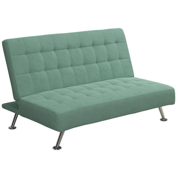 Rosebery Kids Tufted Futon Convertible Sleeper Sofa In Teal And Chrome Com Rosebery Kids Tufted Futon Convertible, Children S Sleeper Chair