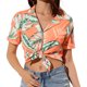 thumbnail image 2 of Camisa de manga corta con cuello vuelto para mujer, blusa informal elegante con botones y estampado Floral para fiesta en la playa, 2 of 5