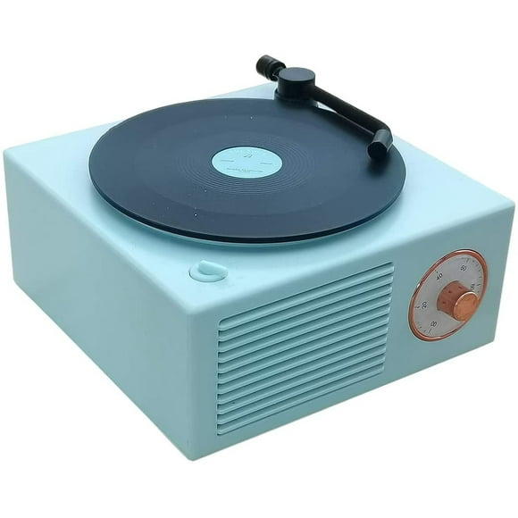 Altavoz Bluetooth estilo clásico antiguo con diseño de tocadiscos, verde vinilo. Altavoz de volumen alto con mejora de graves. KintiSun