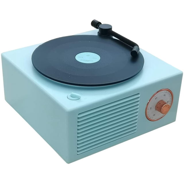 Altavoz Bluetooth estilo clásico antiguo con diseño de tocadiscos, verde vinilo. Altavoz de volumen alto con mejora de graves. KintiSun