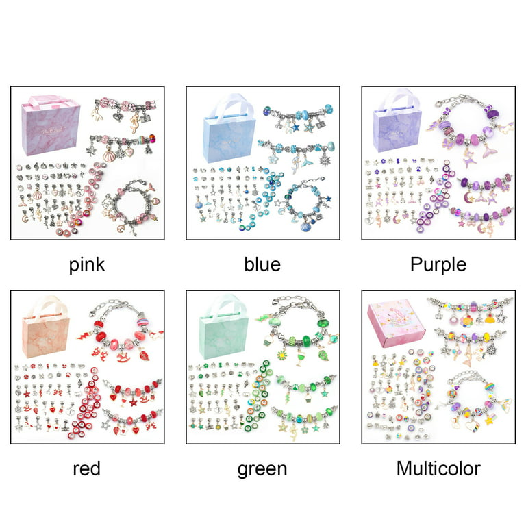 Gpoty Charm Bracelet Making Kit,DIY Bag and Bracelet Making Kit,Jewellery Making Kit Colorful Beads Making Kit Jewellery Craft Kit Creative Jewelry