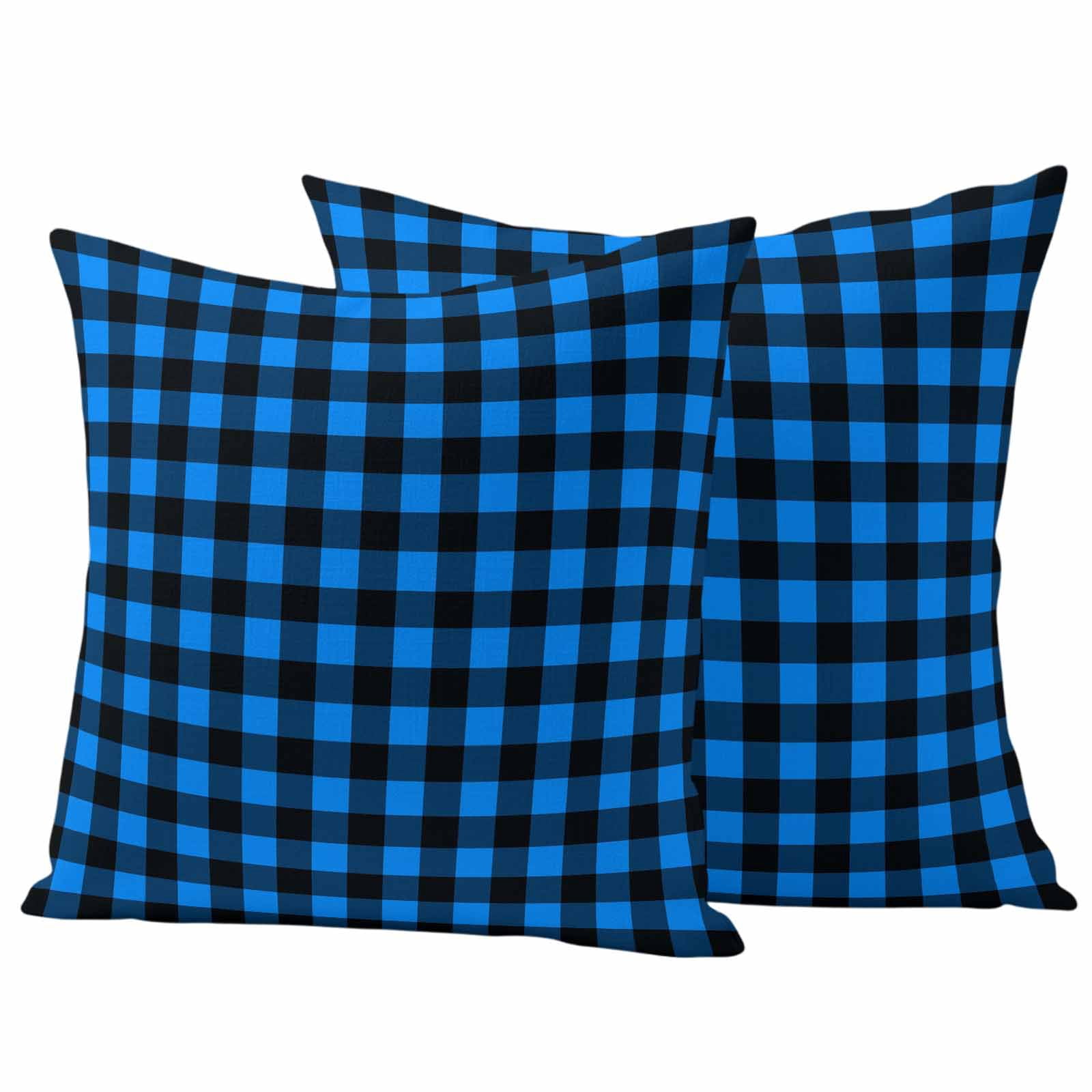 Black Blue Plaid Outdoor Pillow Covers 20x20 Inch Throw Pillow Covers Set of 2 Waterproof Decorative Pillow Cases Country Buffalo Checked Gingham Cushion Covers for Patio Furniture Garden Couch Sofa