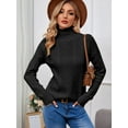 thumbnail image 2 of BERTHMEER Black Turtleneck Sweaters for Women Oversized Sweaters Cable Knit Sweaters Womens Turtle Necks Long Sleeve Pullover Wool Sweaters Tops Soft Sweaters, 2 of 6