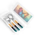 thumbnail image 4 of Zufioo Vibrant Rainbow Butterfly A Print Children's Knife, Fork and Spoon Three-Piece Set, Toddler Safety Cutlery with Outer Box Suitable for Home and Kindergarten Use, 4 of 8