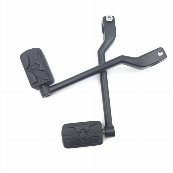 HTT Motorcycle Matte Black 2 PCs Billet Style Heel/Toe Shift Lever Gear Shift Foot Lever with Eagle Hawk Foot Peg Footresr For Harley 86-later FL Softail Touring Trike FLST FLT FLHT