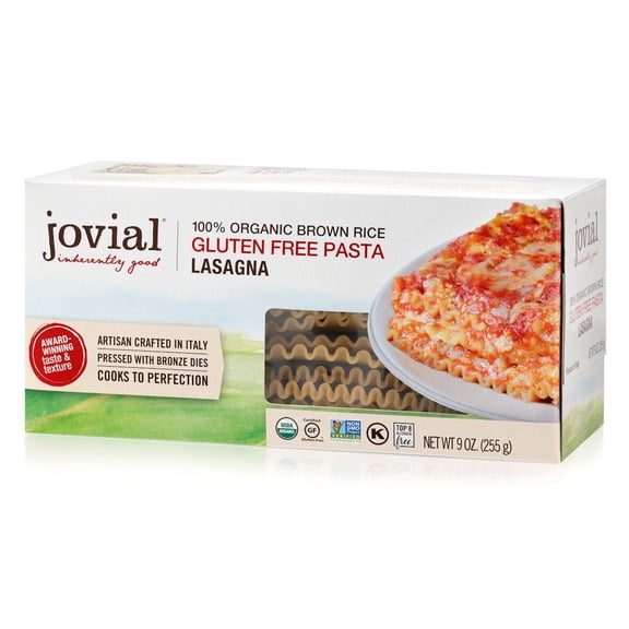 Jovial 100% Organic Gluten Free Brown Rice Lasagna Pasta, 9 oz