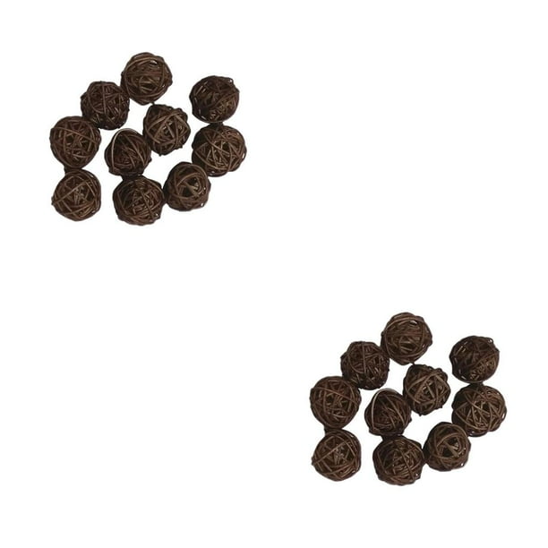Bewildely Paquete de 10 bolas de mimbre de 3cm para decoración de fiesta de boda de Navidad café 10 piezas 2Conjunto