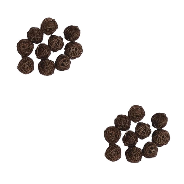 Injueey 10 Uds. Bolas de mimbre de 3cm, adornos elegantes para fiesta de boda y Navidad café 10 piezas 2Conjunto