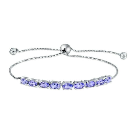 - 3.89 Ct Purple Lavender Oval Tanzanite Bolo Tennis Bracelet For Women 925 Sterling Silver Adjustable