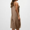 thumbnail image 4 of lcziwo Womens Summer Casual Sleeveless Romper Loose Adjustable Straps Button Down Overalls Shorts Lightweight Linen One Piece Jumpsuit 2025 Clothes on Sale Clearance Khaki S, 4 of 8