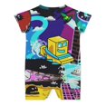 thumbnail image 2 of Geometry Dash Baby Boy Girl Short Sleeve Romper Clothing Set Print Cartoon Baby Summer One Piece Jumpsuit, 2 of 8