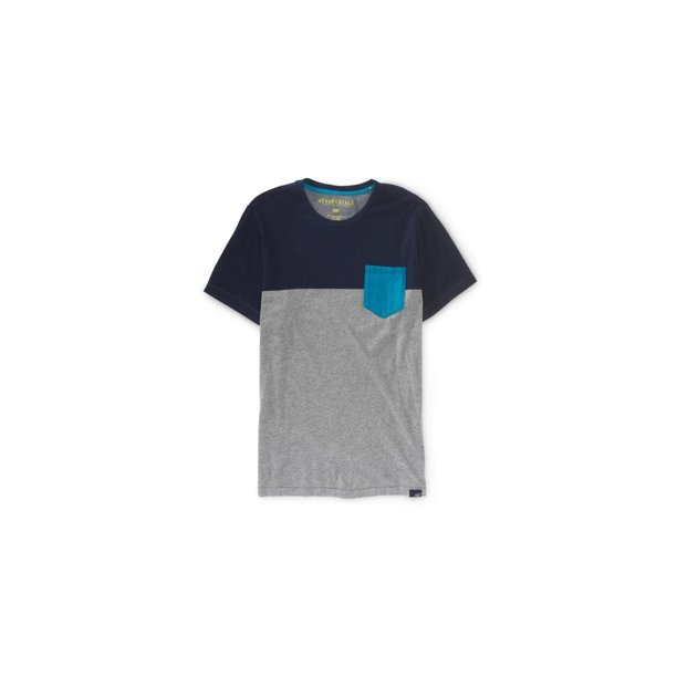 Aeropostale - Camiseta básica con bolsillo de color para hombre, azul, extragrande Aeropostale Camiseta básica