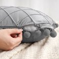 thumbnail image 3 of REGALWOVEN Couch Pillow Cases 1 Pack Soft Pom-poms Velvet Throw Pillow Covers for Farmhouse Home Decor Grey 18" x 18", 3 of 7