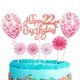 thumbnail image 1 of Abanico de flores de papel rosa de 5 pulgadas con lentejuelas y globos para decorar tartas de feliz cumpleaños con papel brillante, 1 of 6