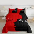 thumbnail image 2 of Homewish My Boy Girl Queen Comforter Set, Romantic Love Heart Bedding Sets, Black Red Anniversary Festival Reversible Bedding Comforter Set, Breathable Home Decor, 3 Pieces, 2 of 8