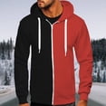 thumbnail image 2 of SMihono Mens Plush Tunic Drawstring Hoodie Sweatshirt Drop Shoulder Long Sleeve Vintage Contrast Color Block Pullover Hooded Tees Casual Outwear Comfy Party Dressy Kangaroo Pockets Tops Red 18, 2 of 6