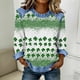 thumbnail image 1 of TaTaai 2026 Spring St Patrick Day Solid Color Top for Women Long Sleeve Patchwork Round Neck Casual Blouse Soft Comfy Shirt Daily Holiday Celebration Outfits Gift, 1 of 5