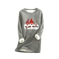 thumbnail image 3 of lcziwo Womens Sherpa Lined Sweatshirt Cute Gnome Graphic Pullover Christmas Fleece Crewneck Sweatshirt Winter Warm Loungewear Tunic Tops Flash Sales Today Gray XXL, 3 of 4