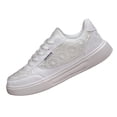 thumbnail image 3 of IEMIEMIEM Women's Breathable Sneakers Lace Mesh Low-Top Athletic Shoes Casual Sneakers Summer Fall Lightweight Non-Slip Footwear for Running, Walking, and Training White 5.5 Wide, 3 of 9