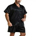 thumbnail image 2 of Mens Silk Satin Pajamas Set Short Sleeve Button Top and Shorts Sleepwear Loungewear 2 Piece Set, 2 of 5