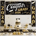 thumbnail image 7 of Joyfy 3 Pcs Large Graduaiton Banners Set, Class of 2026 Graduation Decorations, Gold & Black Congrats Grad Party Backdrop and Banner Hanging Porch Supplies for College Graduation Indoor/Outdoor Decor, 7 of 7