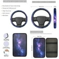 thumbnail image 3 of Yuyamidu 13 Pcs Purple Galaxy Auto Seat Cover Sets Starry Sky Steering Wheel Cover Seatbelt Pad Universal Armrest Cover Pad Cup Holders Lip Gloss Bag Keychain Car Accessories Set, 3 of 6