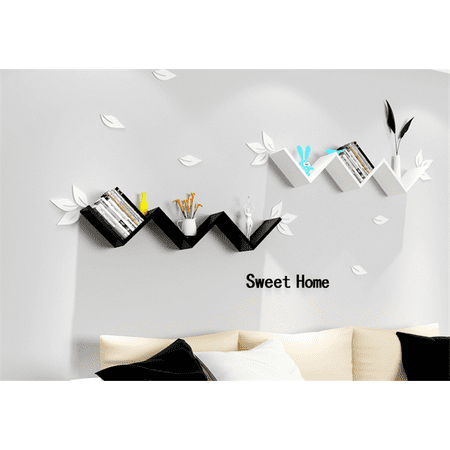 Creative Shelf Creative Floating Wall Shelf Rack,Modern Fashionable Wall Mounted Book Storage Shelf Display Unit,Black ()