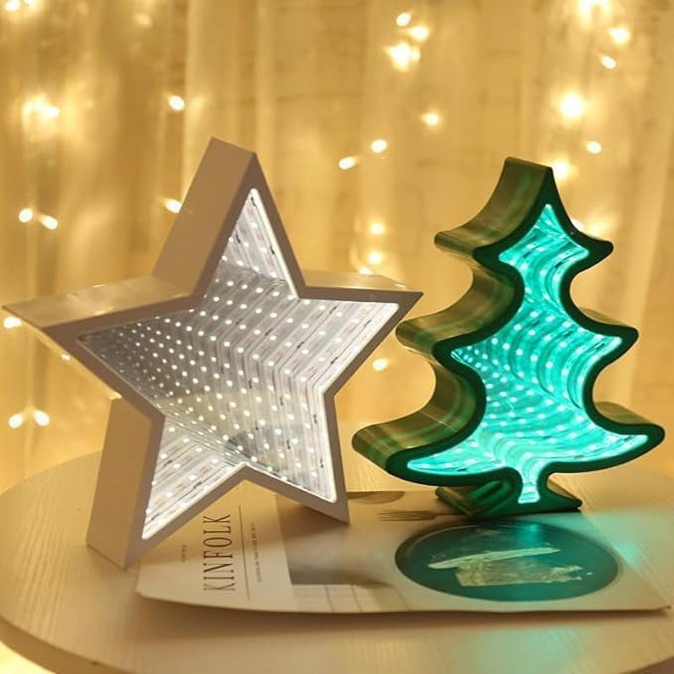 SHANJIA 3D Mirror Night Light, Infinity Mirror Tunnel Light,LED Night Lamp,LED Night Light 3D Mirror Light Tunnel Mirror Light Christmas, for Christmas Party Decoration Home Decor