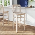 thumbnail image 3 of BizChair School House Back Antique White Wood Restaurant Barstool, 3 of 9