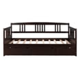 thumbnail image 3 of Full Wood Daybed with Roll Out Twin Trundle, Trundle Daybed Full Size, Standard Full Bed Frame, No Box Spring Required Sturdy Sofa Bed for Bedroom Living Room, 3 of 7