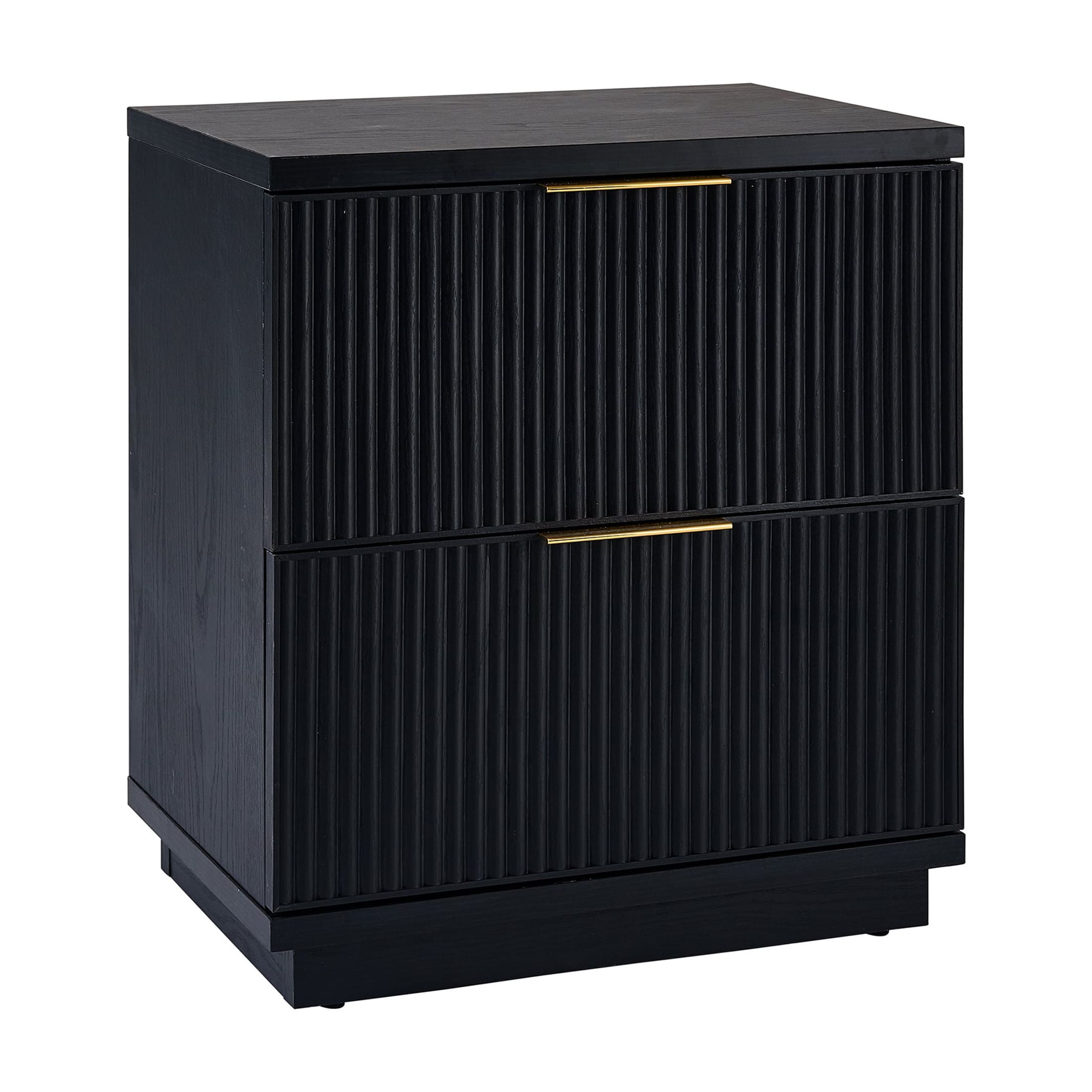 Better Homes & Gardens Lillian Fluted 2-Drawer Nightstand with USB, Black Wood Finish
